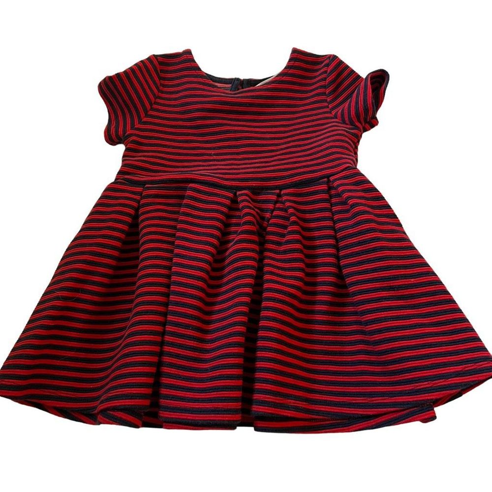 Little Girl’s Sz 18 Months Joe Fresh Striped Dress Red Dark Blue Toddler Dress